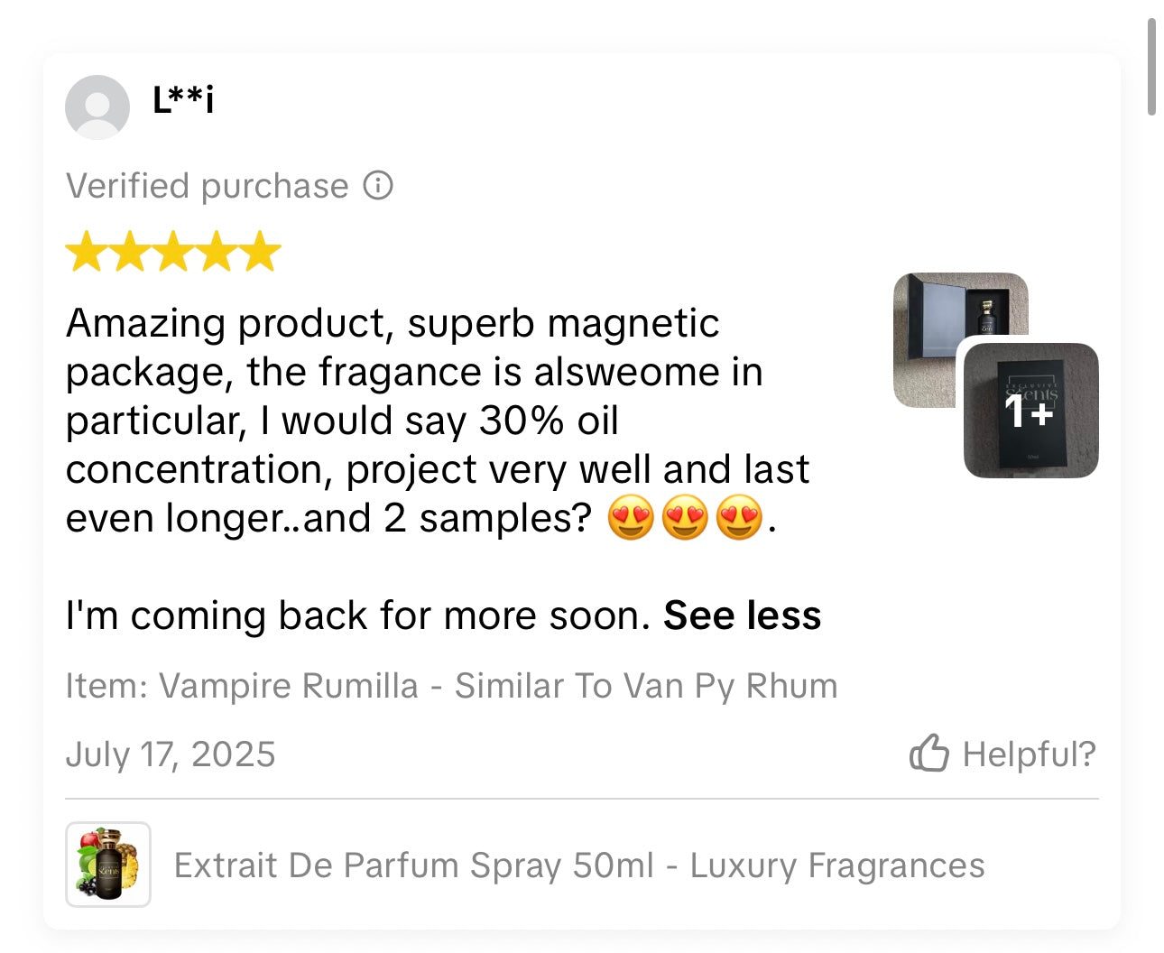 Customer review screenshot