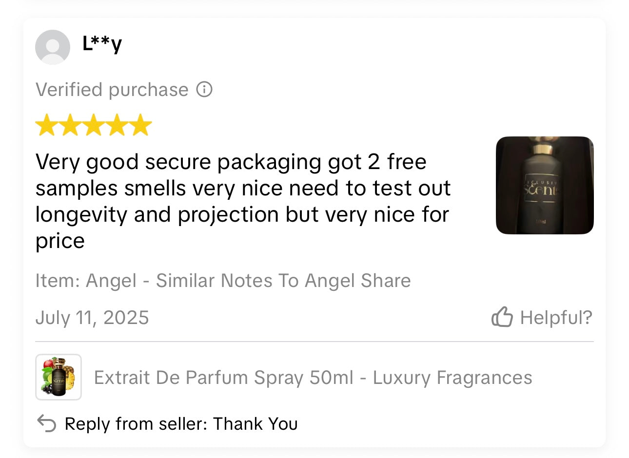 Customer review screenshot
